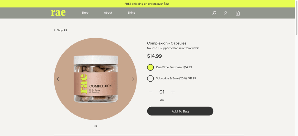 Rae Wellness Complexion Website