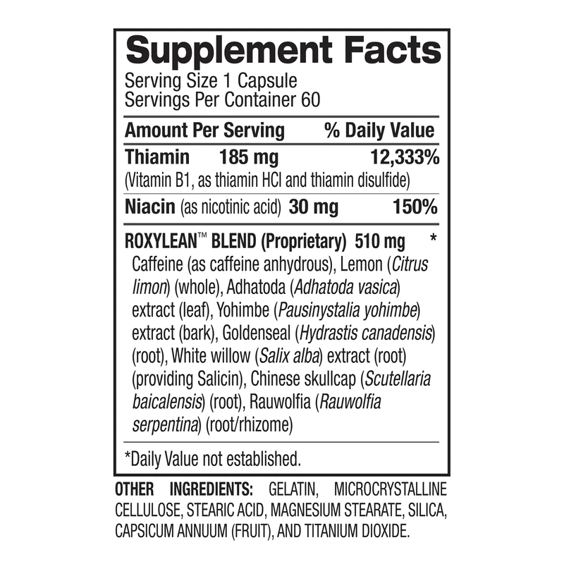 roxylean fat supplement facts