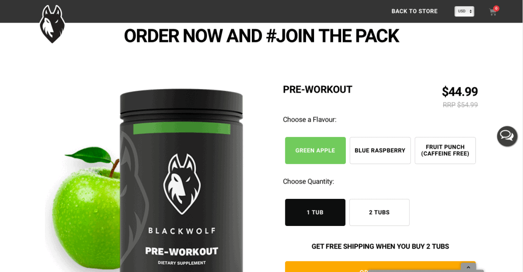 BlackWolf Pre-Workout Website