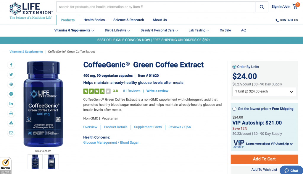 CoffeeGenic Green Coffee Extract Website