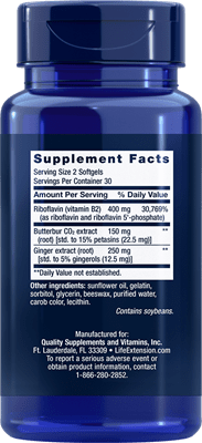 Life Extension Migra Eeze Supplement Facts