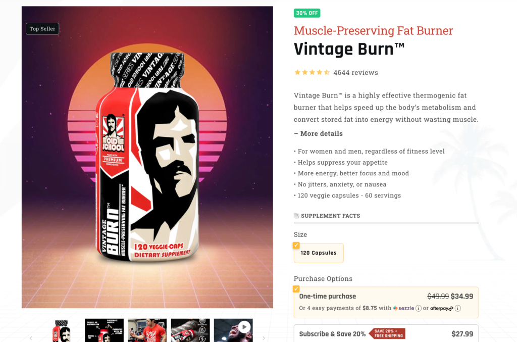 vintage burn price