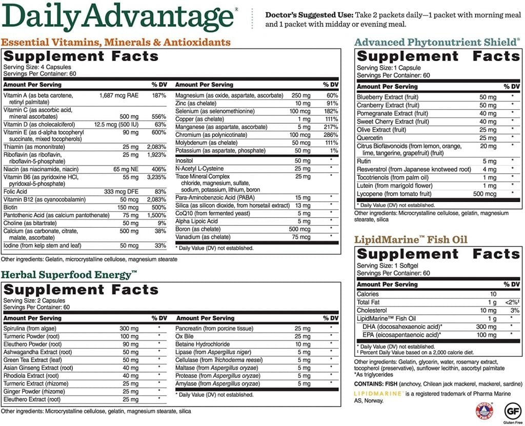 Daily Advantage Supplement Facts