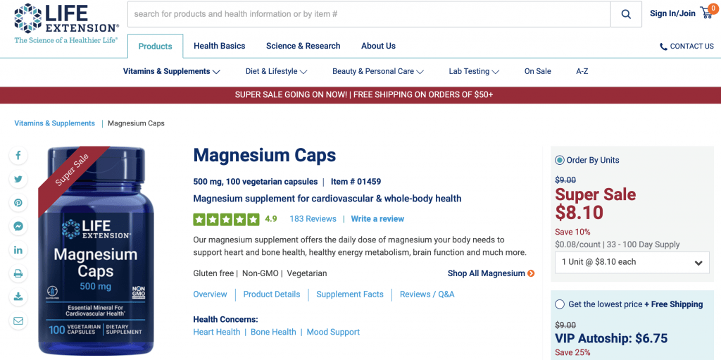 Life Extension Magnesium Caps Website