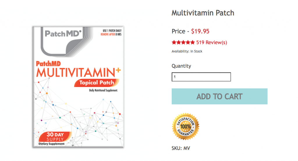 PatchMD Multivitamin Patch Website