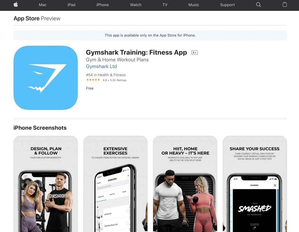 Gymshark Training App