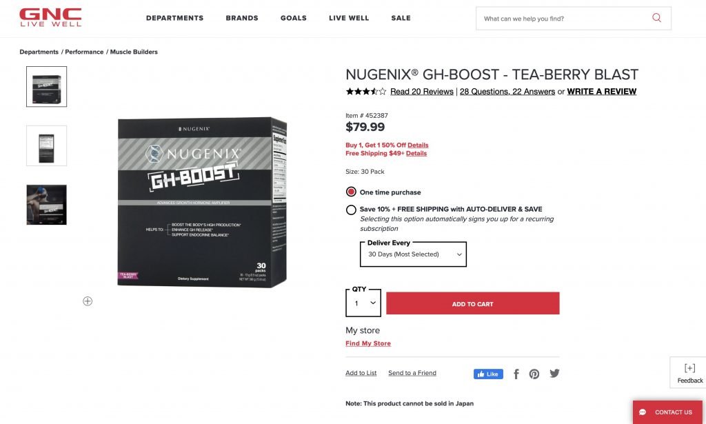 Nugenix GH-Boost GNC Website
