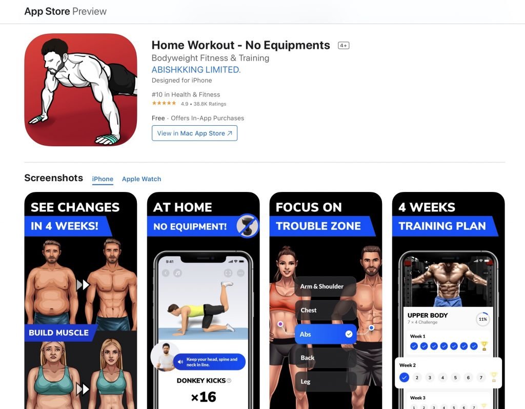 Home Workout- No Equipment