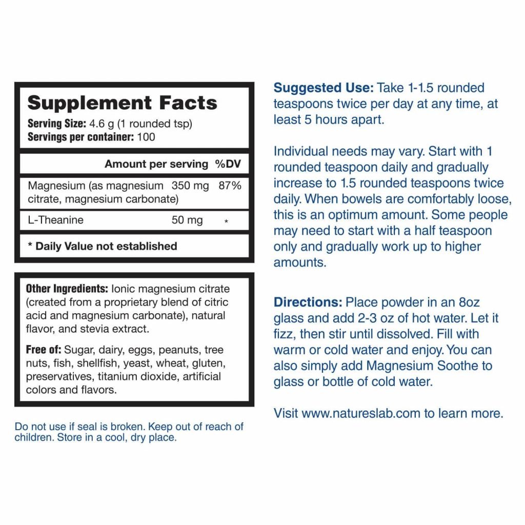 Nature's Lab Magnesium Soothe Powder Ingredients
