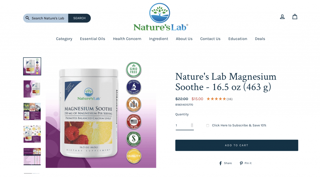 Nature's Lab Magnesium Soothe Powder Website