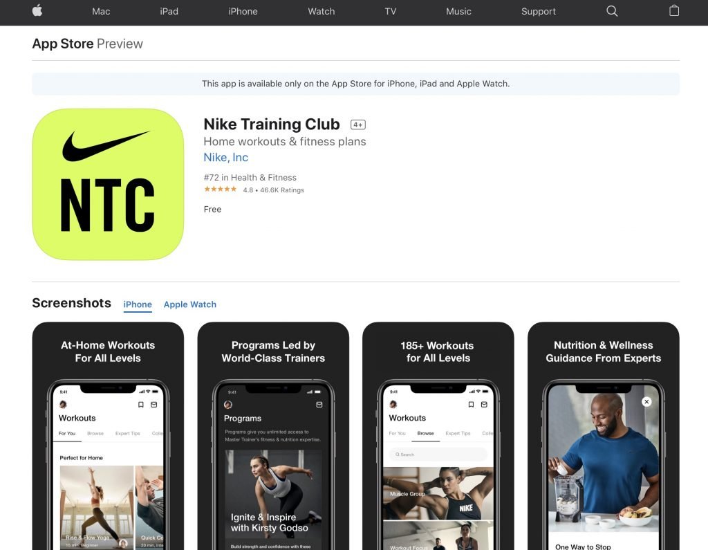 Nike Training Club App