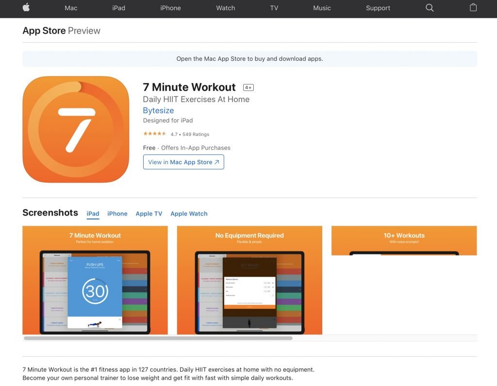 Seven- 7 Minute Workout app