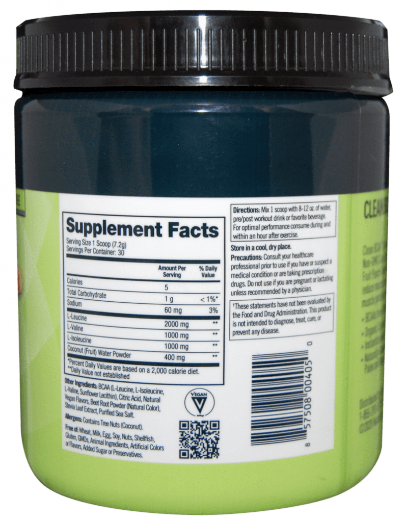 Clean BCAA Supplement Facts