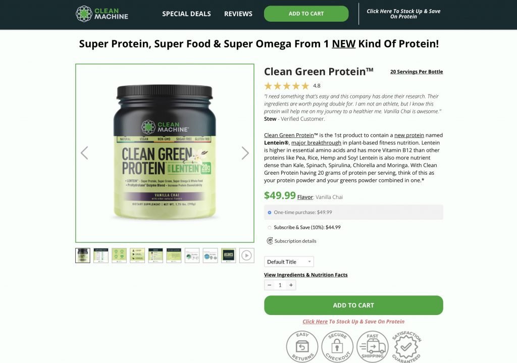 Clean Green Protein With Lentein website