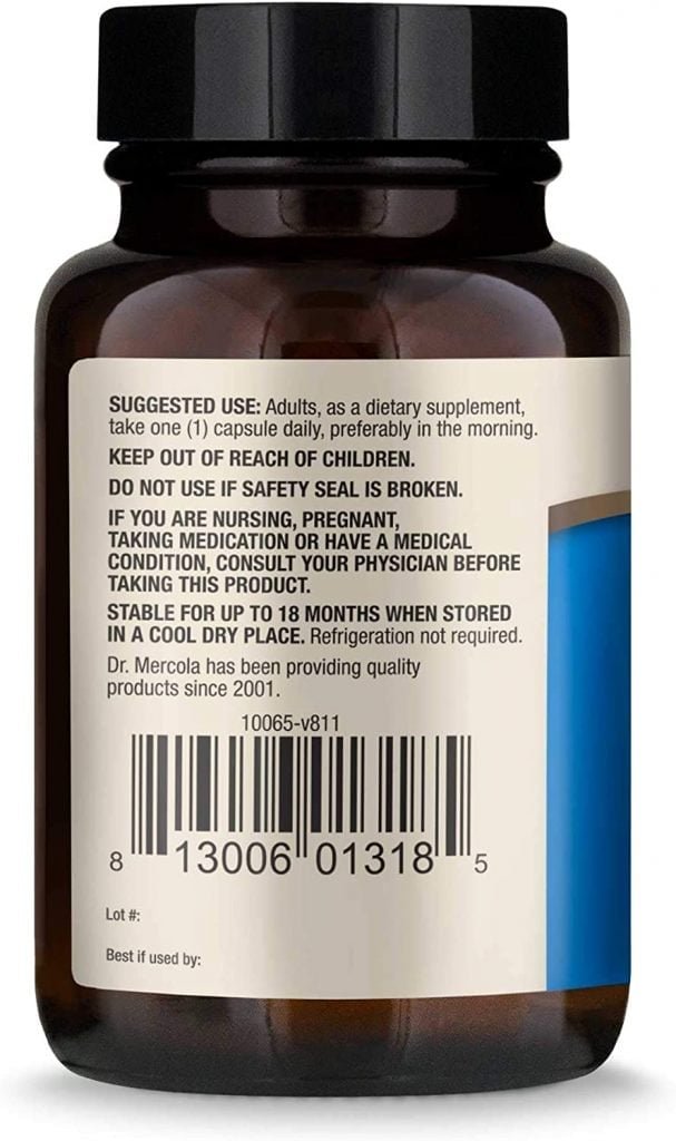 Dr. Mercola Complete Probiotics Back Label