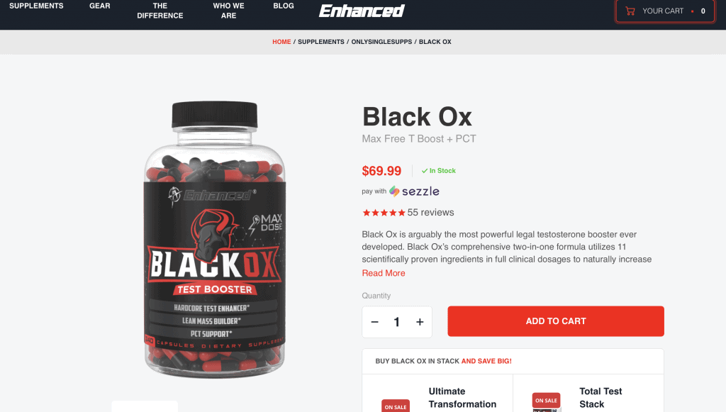 Enhanced Black Ox Test Booster Website