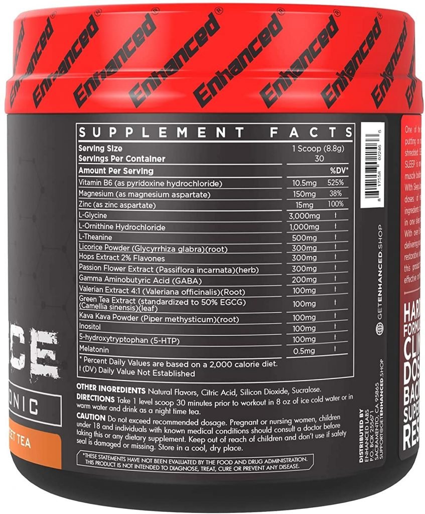 Enhanced Athlete Sleep Juice Supplement Facts
