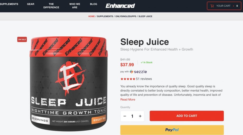 Enhanced Athlete Sleep Juice Website