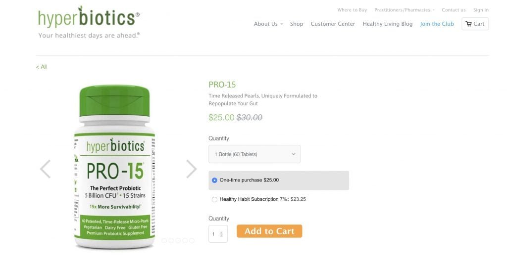 Hyperbiotics Pro-15 Website