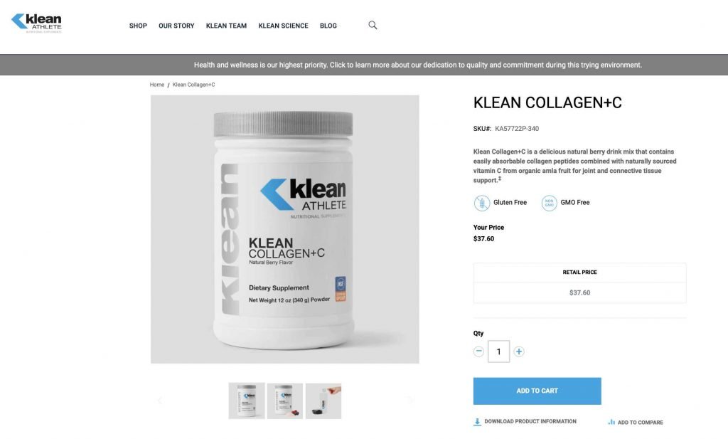 Klean Athlete Klean Collagen Website