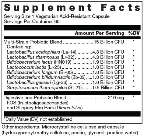 Klean Probiotic Supplement Facts