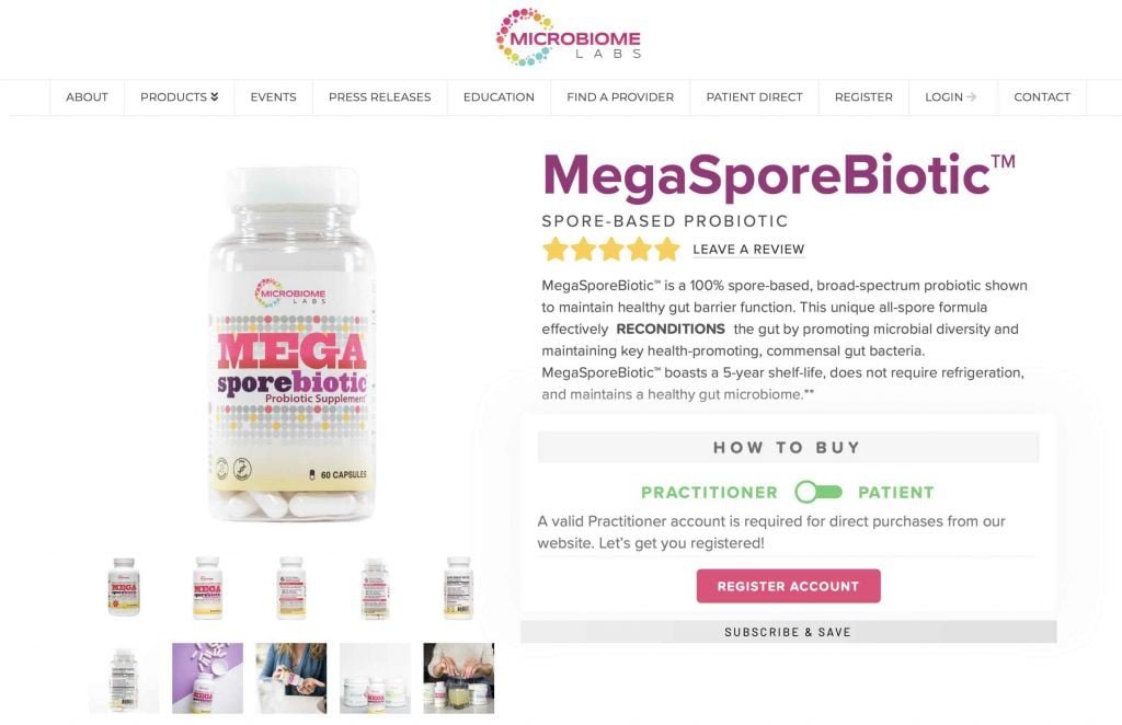 Microbiome Labs MegaSporeBiotic Website