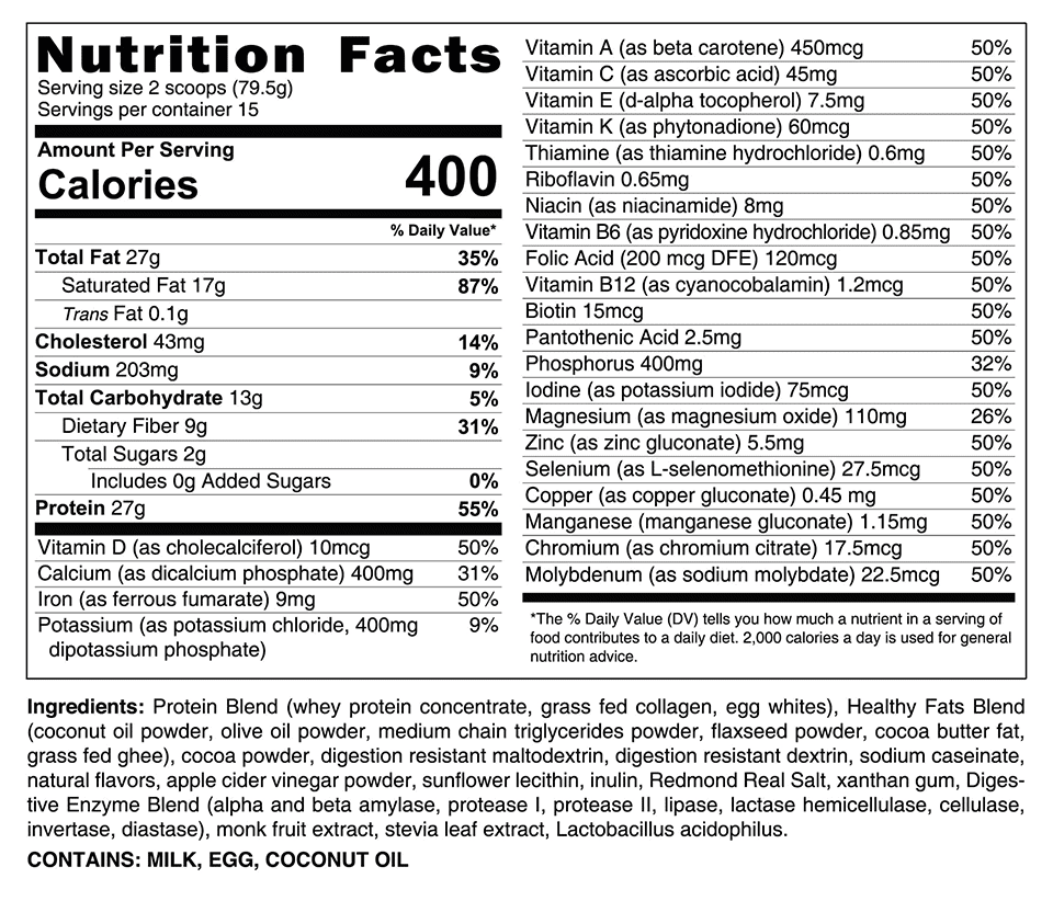HLTH Code Complete Meal Supplement Facts