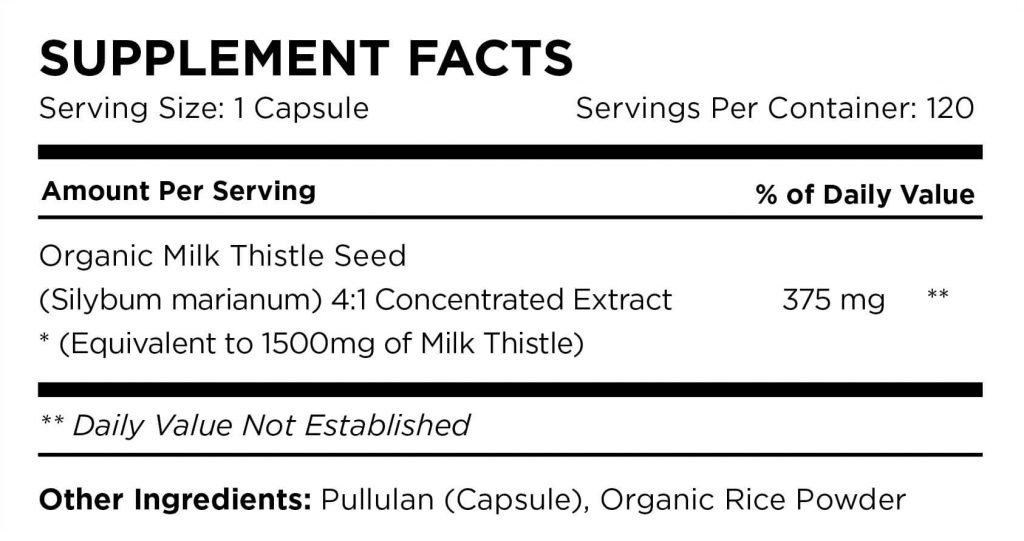OmniBiotics Organic Milk Thistle Supplement Facts