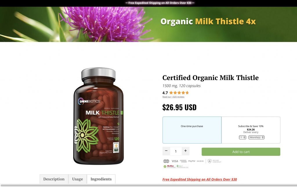 OmniBiotics Organic Milk Thistle Website