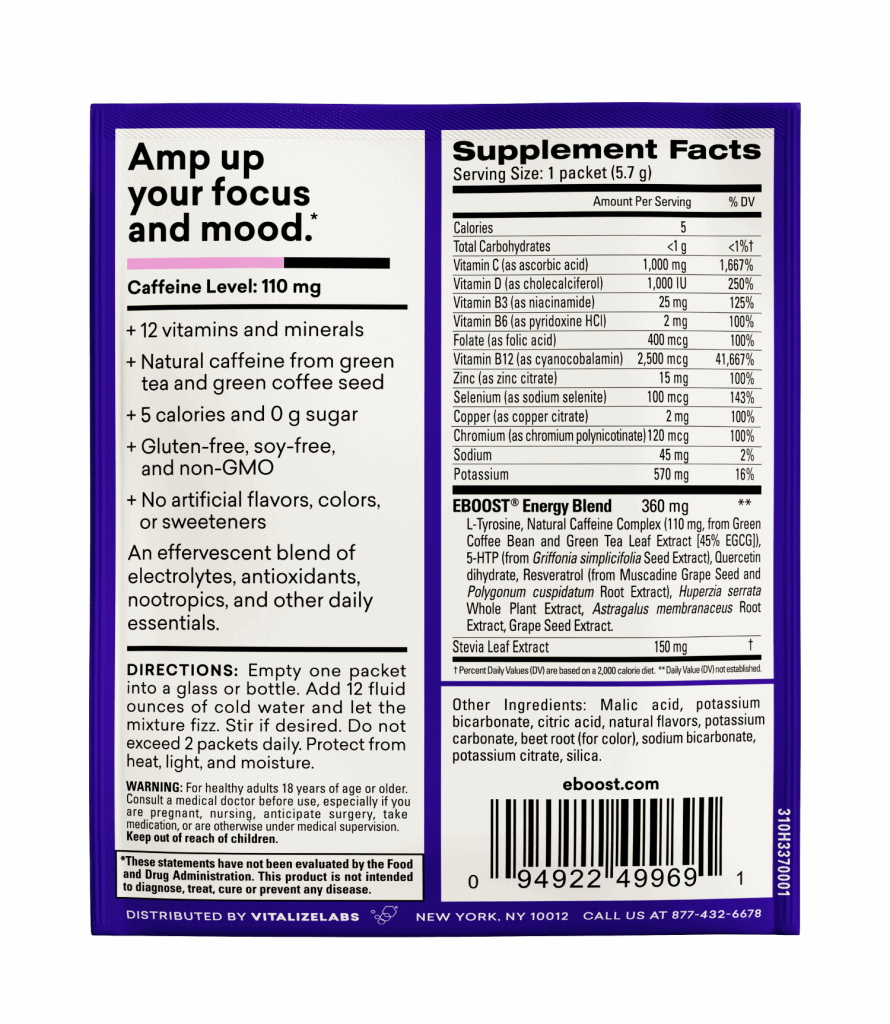 EBOOST Super Powder Supplement Facts