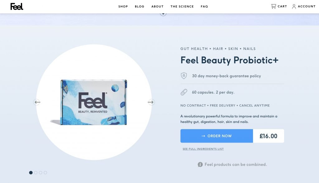 Feel Beauty Probiotic+ Website