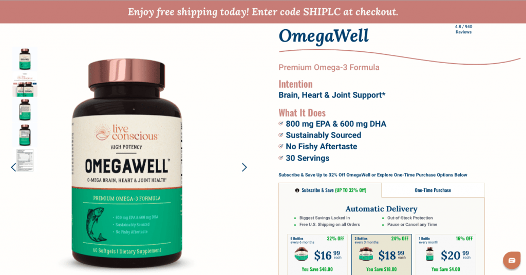 OmegaWell Fish Oil Live Conscious Website