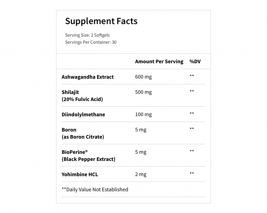 T-hero Supplement Facts