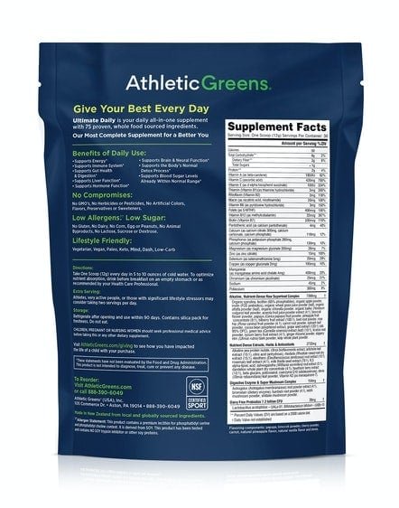 Athletic Greens Supplement Facts