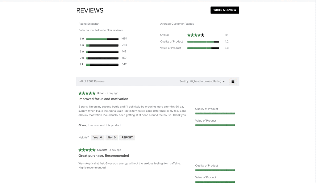 Alpha Brain Reviews