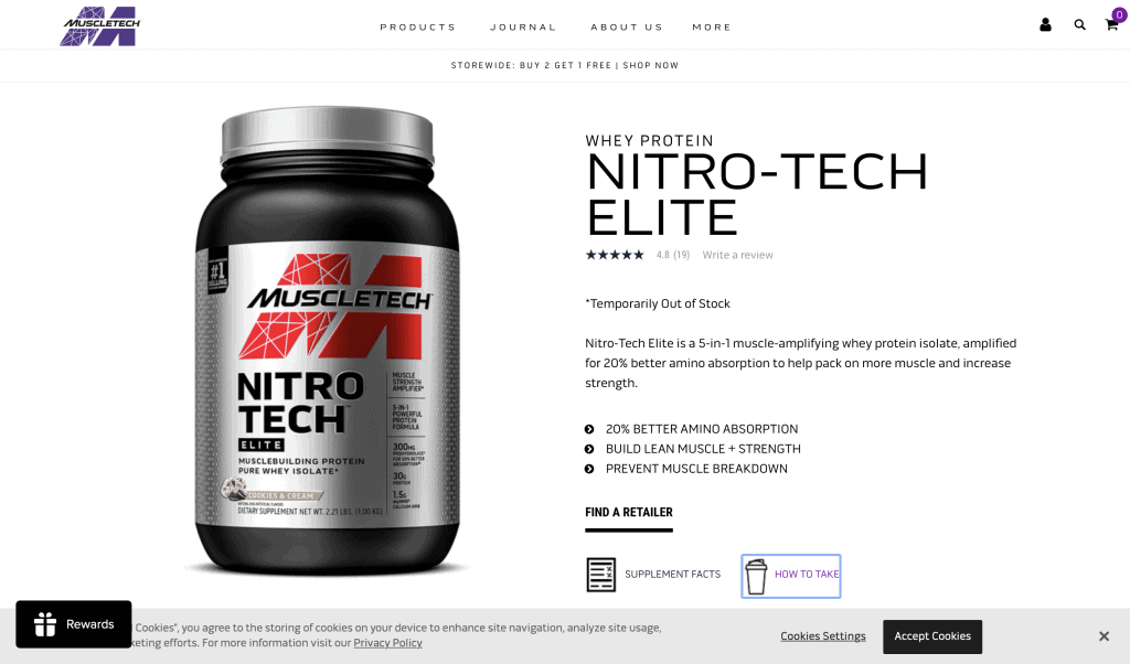 MuscleTech Nitro-Tech Elite Protein Website