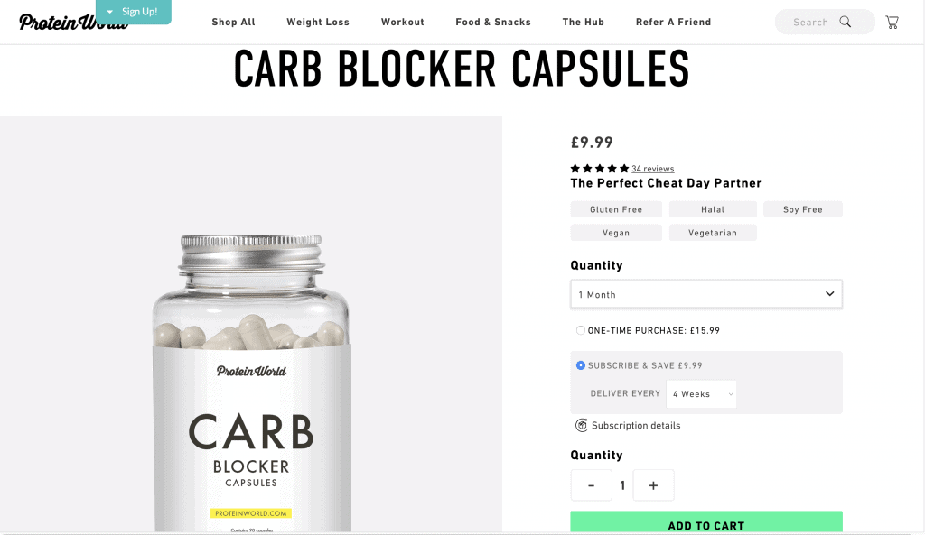 Protein World Carb Blocker Website