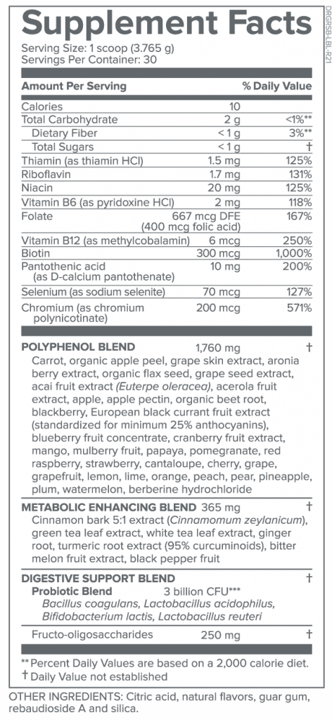 Vital Reds-Supplement Facts