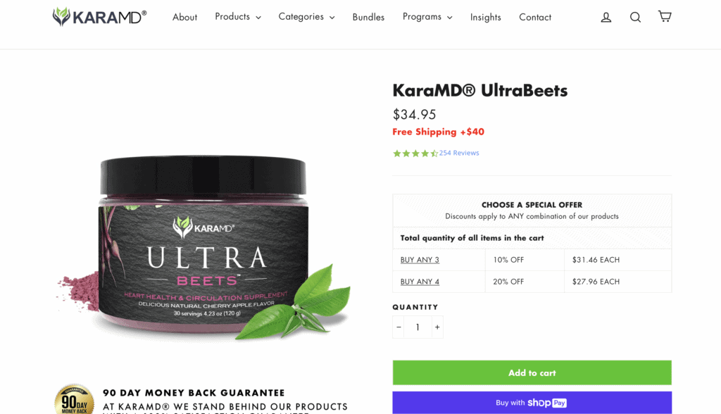 KaraMD Ultra Beets Website