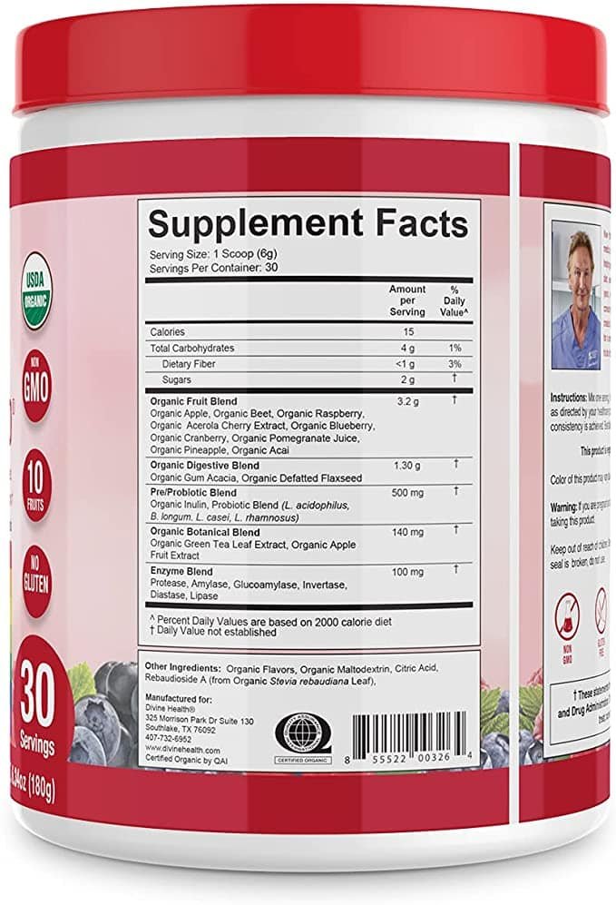 Organic Red Supremefood Supplement Facts