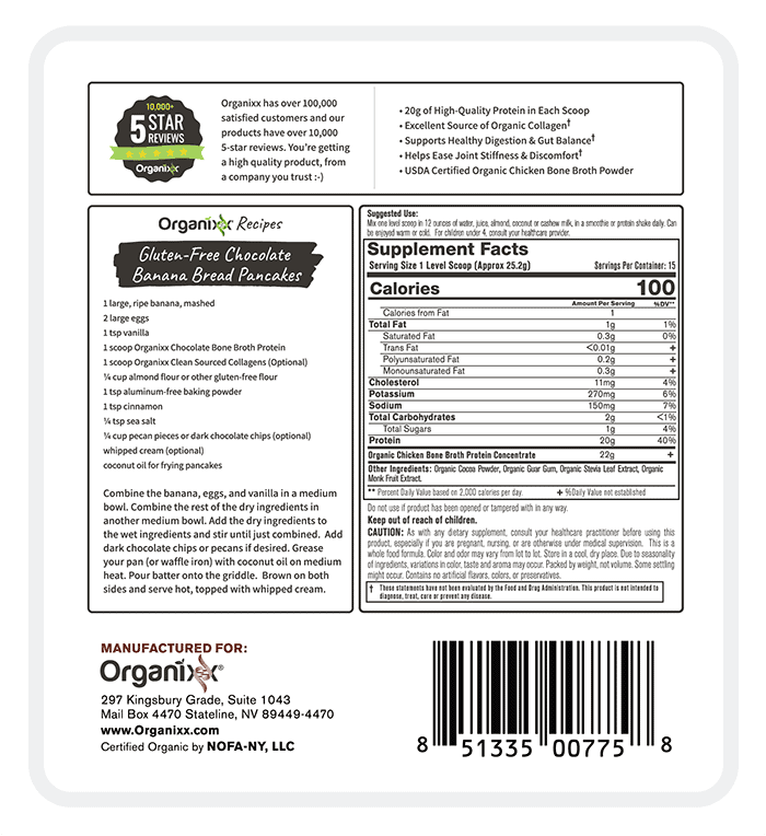 Organixx Organic Bone Broth Protein Supplement Facts