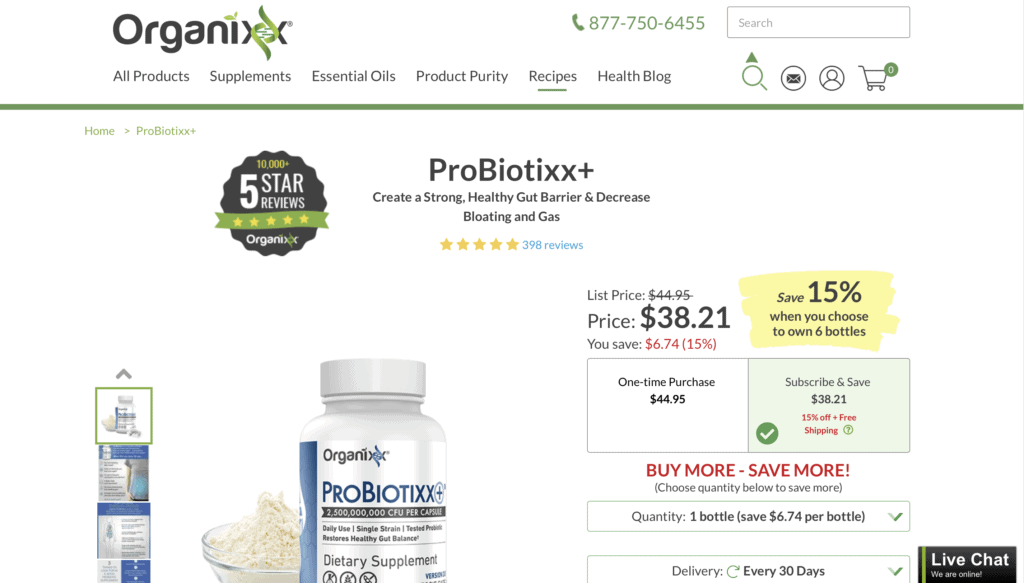Organixx ProBiotixx+ Website