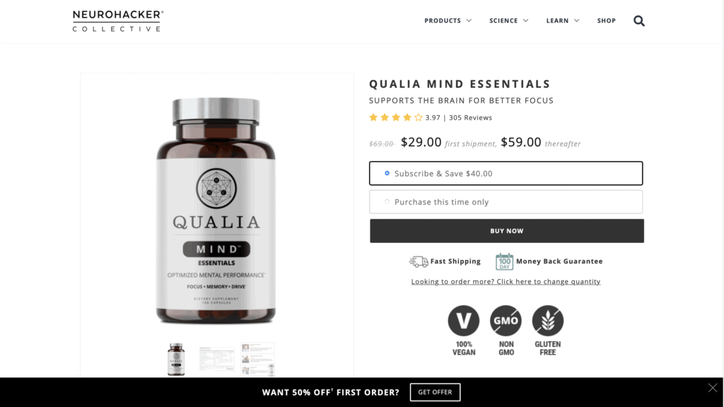 Qualia Focus also known as Qualia Mind Essentials
