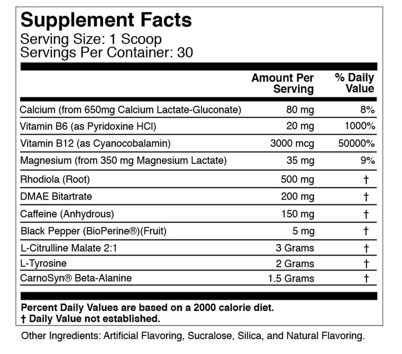 Ignite Pre-Workout Ingredients