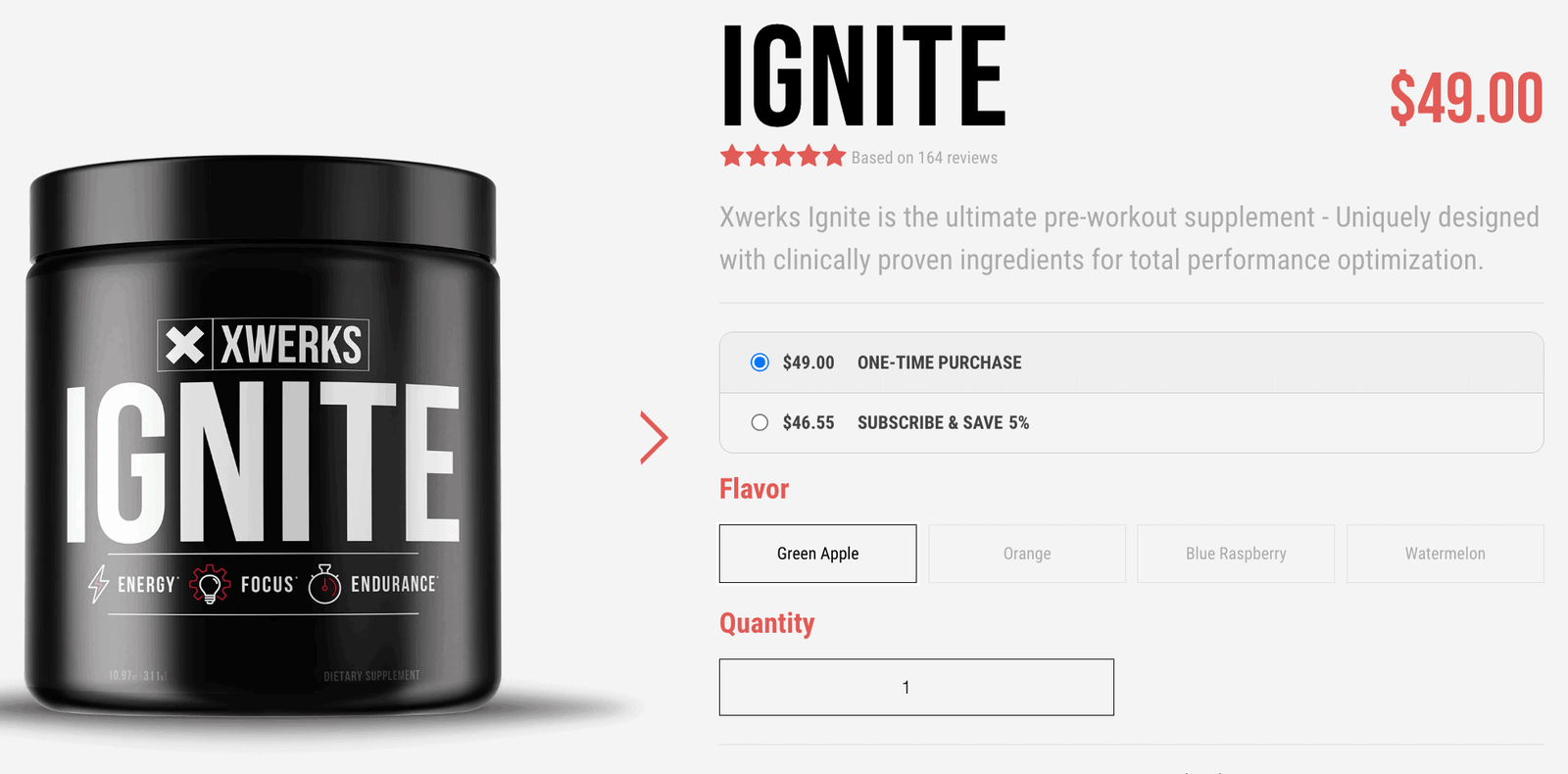 ignite pre workout price