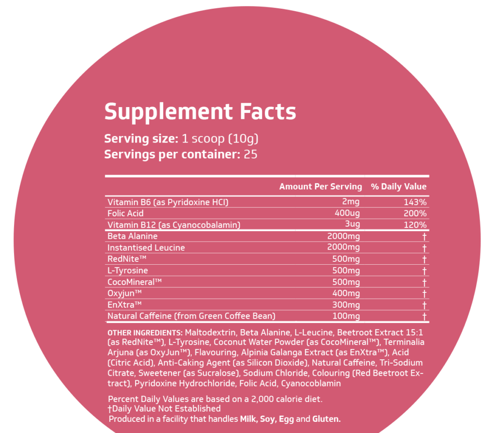 powher pre workout ingredients label