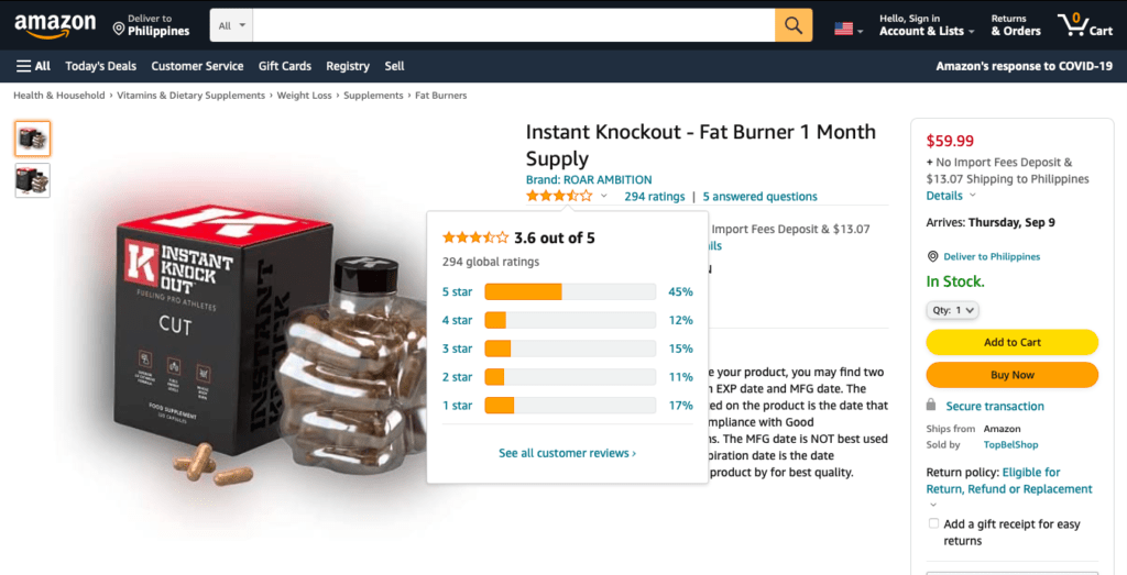 Instant Knockout Customers Review on Amazon