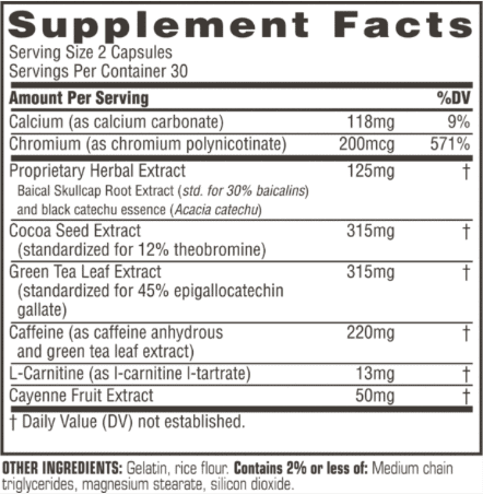 Ripped Fuel Extreme Supplement Facts