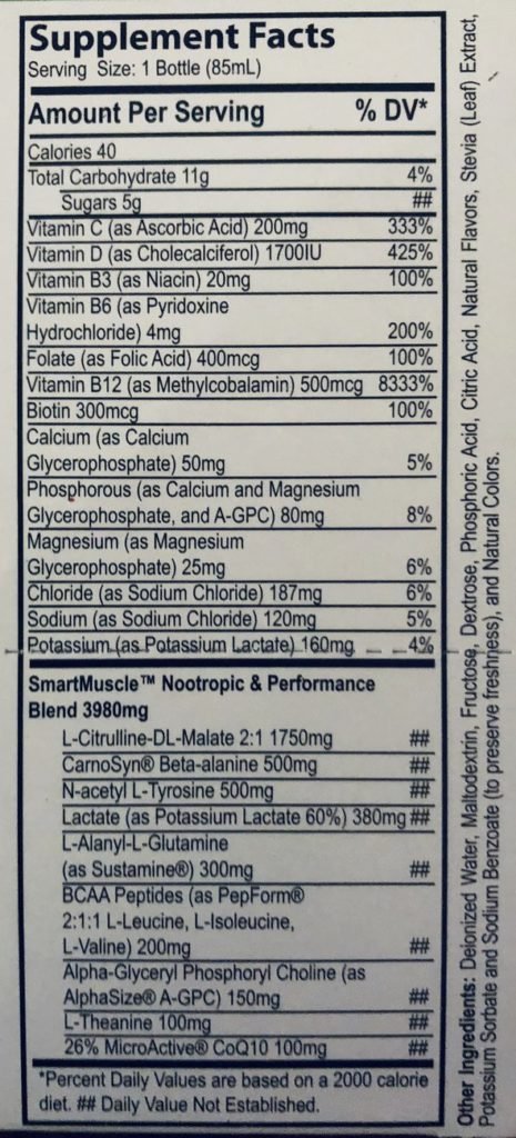 RuckPack Energizer Shot Supplement Facts