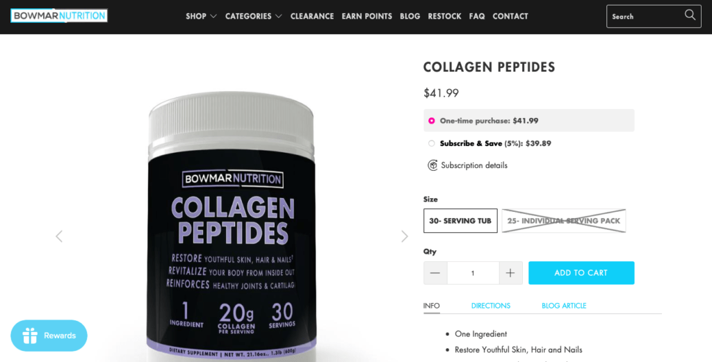 Bowmar Nutrition Collagen Peptides Website